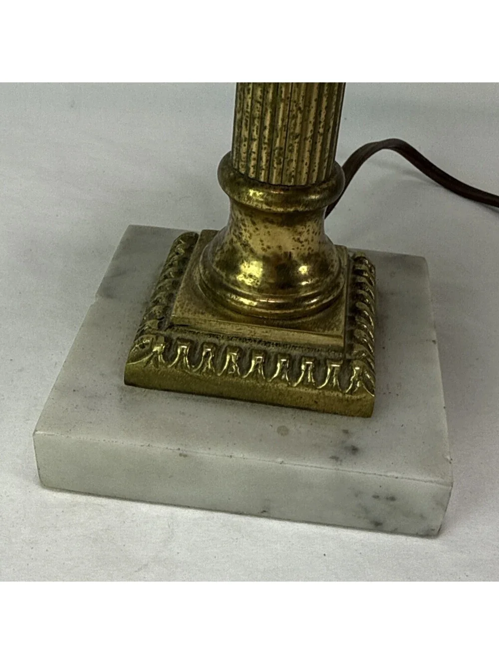 Vtg. Ruby Red Lamp, Etched Glass,Brass/Marble Base,Hollywood Regency Decor,1950